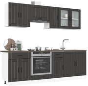 vidaXL 8 peças armário de cozinha conjunto Kalmar preto