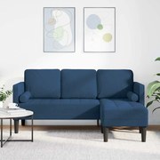Sofá L de 3 Lugares vidaXL Azul 160 cm em Tecido
