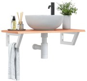 vidaXL Prateleira de parede p/ lavatório aço/madeira carvalho maciça