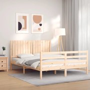 vidaXL Estrutura de cama com cabeceira 160x200 cm madeira maciça