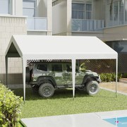 Pérgola Garagem para Carros 4x4m Portátil Impermeável Pérgola de Jardim Pátio Exterior com Acessórios para Eventos Festas Metal Galvanizado Branco