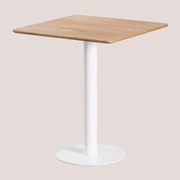 Mesa De Bar Quadrada Em Chapa De Freixo Frappe ↔︎ 60 Cm & Branco - Sklum