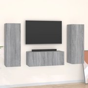 Conjunto móveis de TV 3 pcs madeira processada sonoma cinza