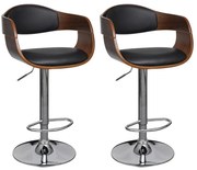 vidaXL Bancos de bar 2 pcs madeira curvada e couro artificial