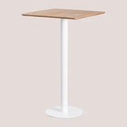 Mesa Alta De Bar Quadrada Em Chapa De Freixo Frappe ↔︎ 60 Cm & Branco - Sklum