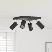 vidaXL Spotlight de Teto 4 Vias Ajustável Preto GU10