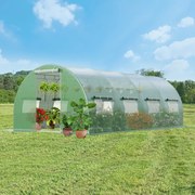 Estufa Túnel exterior com 10 janelas enroláveis 2 portas com fecho de correr Tenda de jardim à prova de vento 6 x 3 x 2 m Verde