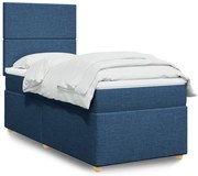 vidaXL Cama com molas/colchão 80x200 cm tecido azul