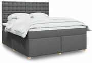vidaXL Cama com molas/colchão 180x200 cm tecido cinzento-escuro
