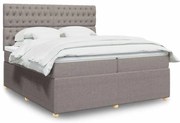 vidaXL Cama com molas/colchão 200x200 cm tecido castanho-acinzentado