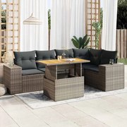 vidaXL 6 pcs conjunto sofás de jardim com almofadões vime cinzento