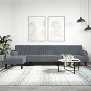 vidaXL Sofá-cama em forma de L 260x140x70 cm veludo cinzento-escuro