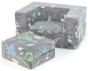 Sofá de brincar para crianças com capa lavável à máquina e enchimento de espuma de alta densidade - Arco-íris