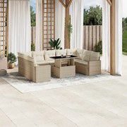 vidaXL 10 pcs conjunto de sofás p/ jardim com almofadões vime PE bege