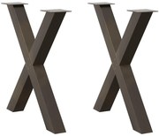 vidaXL Pés para mesa de jantar em formato de X, 2 peças, aço natural, 80x(72-73) cm, aço