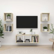 vidaXL 5pcs conj. móveis TV derivados madeira branco/carvalho sonoma