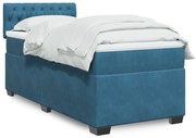 Cama boxspring com colchão 90x200 cm veludo azul