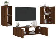 vidaXL 3 pcs móveis de parede para TV com luzes LED carvalho castanho