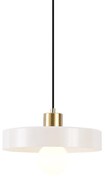Candeeiro suspenso retro dourado com vidro bege - Jina Retro