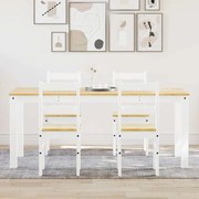 5 pcs conjunto de jantar Panama madeira pinho maciça branco