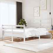 Estrutura de cama dupla pequena 120x190 cm pinho maciço branco