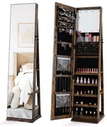 Armário para joias giratório 360° com espelho de corpo inteiro - branco