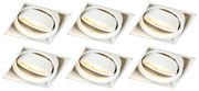 Conjunto de 6 focos embutidos brancos GU10 inclináveis sem moldura - Oneon Moderno