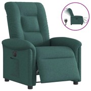 vidaXL Poltrona elétrica reclinável tecido verde-escuro
