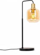 Candeeiro de Mesa Design Preto com Latão e Vidro Âmbar - Zuzanna