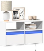 vidaXL Móvel de parede para TV com luzes LED 80x31x45 cm branco