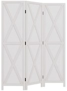 HOMCOM Biombo de 3 Paineis Separador de Ambientes Dobrável 136,5x170cm Divisória para Espaços de Madeira Decoração Elegante Branco