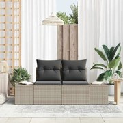 vidaXL Sofá de Jardim 2 Lugares com Almofadas - Cinza, Rattan Sintético