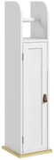 kleankin Coluna Casa de Banho Armário Auxiliar Casa de Banho Prateleiras Ajustáveis e Suporte para Papel Higiénico 20x20x80 cm Branco | Aosom Portugal