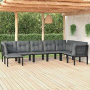 vidaXL 8 pcs conjunto lounge de jardim vime PE preto e cinzento
