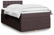 vidaXL Cama boxspring com colchão 120x190 cm tecido castanho-escuro