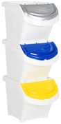 vidaXL Caixotes do lixo com tampa empilháveis 3 pcs 78 L PP branco