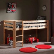 Conjunto Cama alta de Criança PINO 90 x 200 cm + estrado + escada Natural