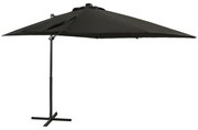 Guarda-sol jardim cantilever c/ poste e luzes LED 250 cm preto
