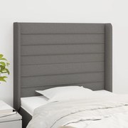 vidaXL Cabeceira cama c/ abas tecido 103x16x118/128 cm cinzento-escuro
