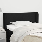 vidaXL Cabeceira de cama c/ abas tecido 93x16x78/88 cm preto
