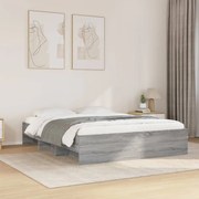 vidaXL Estrutura de cama 150x200 cm derivados de madeira cinza sonoma