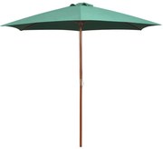 vidaXL Guarda-sol com mastro em madeira 270x270 cm verde
