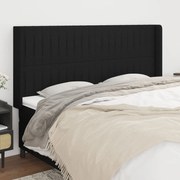 vidaXL Cabeceira de cama c/ abas tecido 183x16x118/128 cm preto