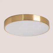 Plafon De Teto Led Redondo Ø30 Cm Em Ferro Piercy Dourado - Sklum