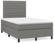 vidaXL Cama boxspring com colchão 120x190 cm tecido cinzento-escuro