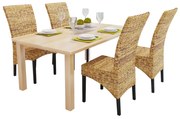 vidaXL Cadeiras de jantar 4 pcs abacá e madeira de mangueira maciça