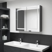 vidaXL Armário espelhado casa de banho LED 80x12x68 cm cinza brilhante