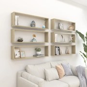 vidaXL Estantes parede cúbicas 6pcs contr. 100x15x30cm carvalho sonoma
