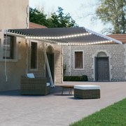 vidaXL Toldo automático LED e sensor de vento 500x300 cm azul e branco