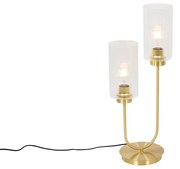 Candeeiro de mesa Art Déco dourado com vidro 2 luzes - Laura Art Deco